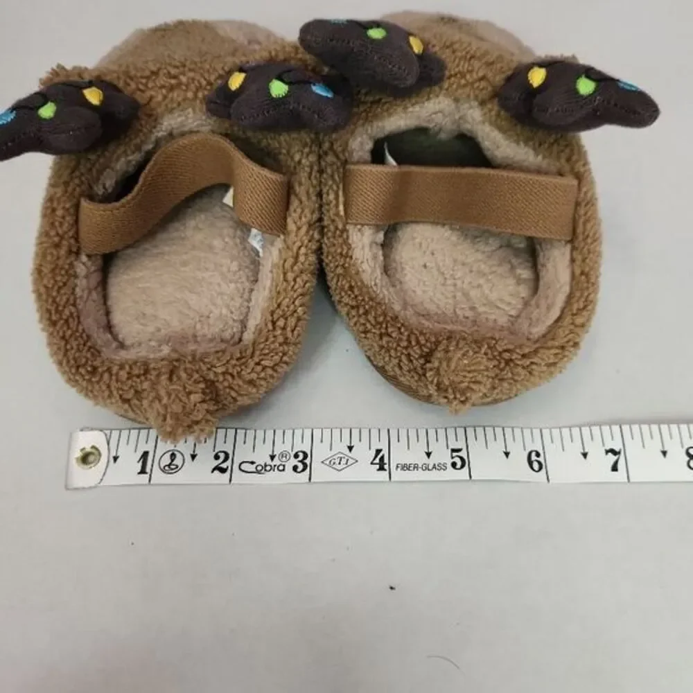 Kids‎ Slippers Kids Size M 7/8 Brown Animal Face Plush Texture Cozy Warm Toddler